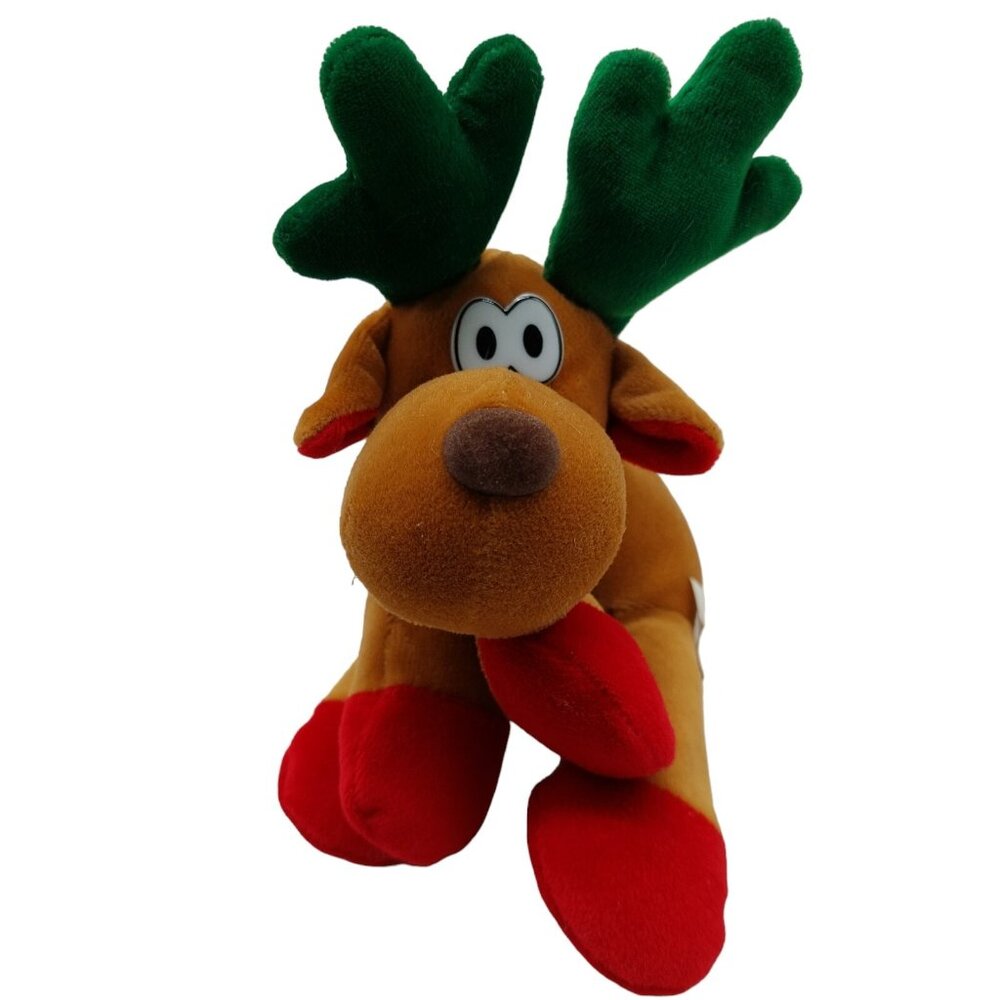 MTY International Plush Reindeer Stuffed Animal Christmas Winter Green Antlers